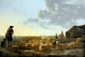 絵画 インテリア 額入り 壁掛け複製油絵アルベルト・カイプ 羊の群れ 油彩画 複製画 選べる額縁 選べるサイズ
