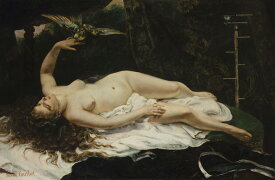 絵画 インテリア 額入り 壁掛け複製油絵ギュスターヴ・クールベ 女とオウム 油彩画 複製画 選べる額縁 選べるサイズ