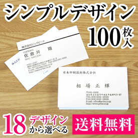 【名刺 作成】名刺 おしゃれ 100枚 デザイン名刺 ビジネス シンプルデザイン［VCS シンプルデザイン］《100枚入》【メール便送料無料】会社/ショップ/ビジネス/安い/シンプル/モノクロ/名刺印刷/印刷/オリジナル/リピート/