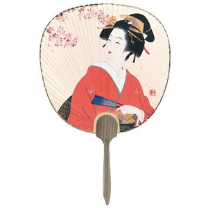 伏見上野旭昇堂 uen-227 美人画 都うちわ「光園美人(扇子)」37.5×24cm メーカー取寄品 団扇 ウチワ 便利 和風 上品 プレゼント ギフト レディース メンズ ユニセックス 暑さ対策 熱中症対策 お祭