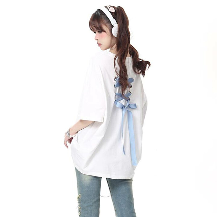 楽天市場】Tシャツ トップス 半袖 サブカル系 地雷系 リボン 原宿系 夏 