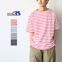 【30％OFFセール】 Tシャツ 半袖 メンズ ブランド おしゃれ オーバーサイズ ボーダー Uネック モダス バスクシャツ クルーネック トップス カットソー シンプル レッド グレー ネイビー ホワイト modAS S/S BASQUES SHIRTS
