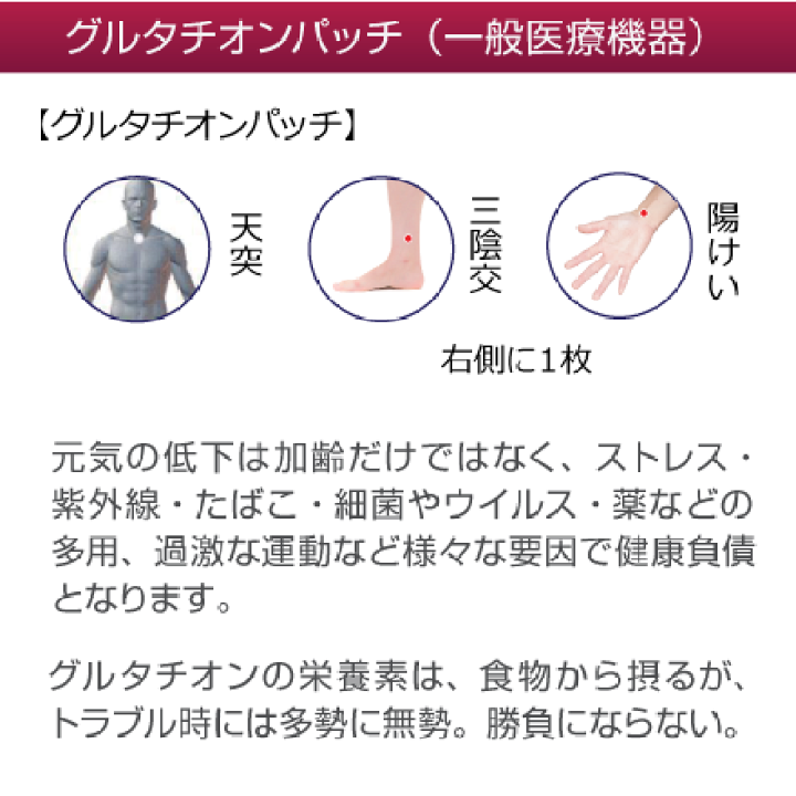 楽天市場】グルタチオンパッチ／一般医療機器【正規品】glutathione