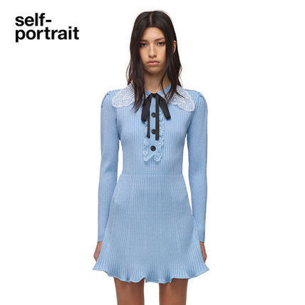 楽天市場】Self-Portrait セルフポートレート Blue Lurex Knit Mini