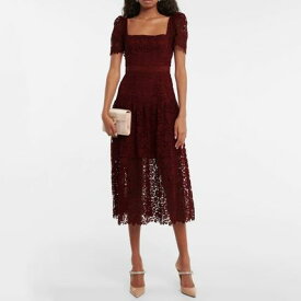 Self-Portrait セルフポートレート Burgundy Guipure Lace Midi Dress ワンピース