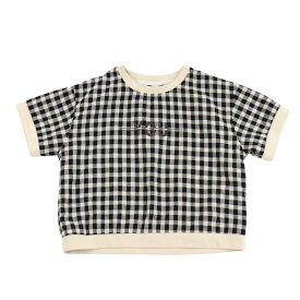 【クーポン 5%OFF】 ギンガム チェック トップス | 子供服 キッズ 男の子 女の子 ボーイズ ガールズ ユニセックス tシャツ Tシャツ 110 120 130 140 150 ブラック ブラウン 半袖 綿100 コットン 薄手 春 夏 快適 人気 シンプル カジュアル おしゃれ かわいい コーデ