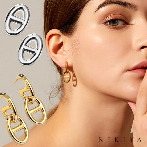【楽天1位受賞】 ピアス 日型 太め 1連 2連 レディース シンプル シルバー ゴールド k18 仕上 ニッケルフリー
