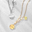 ネックレス イニシャルM コインネックレス レディース チェーン 48cm サージカルステンレス ステンレス シルバー ゴールド k18 仕上 ニッケルフリー アクセサリー 金属アレルギー 対応 ネックレス 誕生日プレゼント 女性 レディース シンプル ジュエリー kikiya