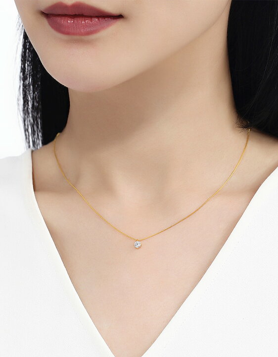 楽天市場】18k 18金 ネックレス レディース 一粒 ジルコニア シンプル 
