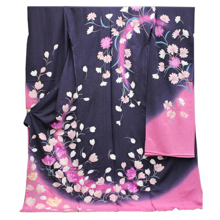 楽天市場】振袖 正絹 格安 新品 仮絵羽 生地 単品 正絹 未仕立て品 紫 