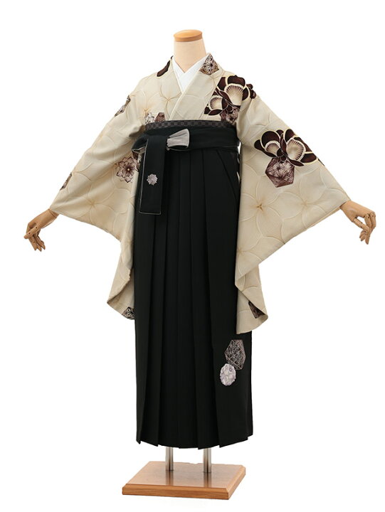 楽天市場】卒業式 袴 レンタル A143 JAPAN STYLE ベージュ椿×黒袴 卒業 