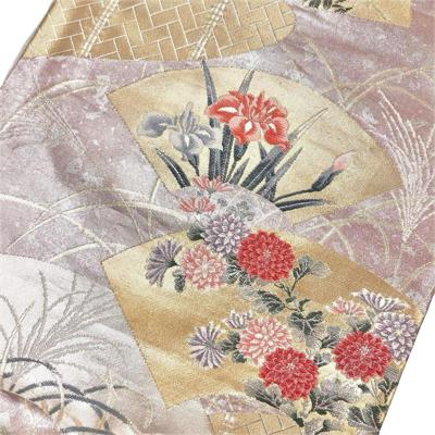 楽天市場】袋帯 四季の鮮やかな花模様 地紙紋 金糸 O-3176 : リユース