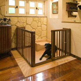 kiinus(キーヌス) [ コーナーゲート F 80XL ] 犬用 ペットゲート ペットフェンス L字型 ドア付き 置くだけ 室内用 木製 ペット家具 日本製
