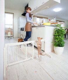 kiinus(キーヌス) [ スタンドゲート 45A メッシュ ] 小型犬用 ペットゲート 横幅(67.5cmから113cm) ペットフェンス 長い ドア付き 置くだけ 室内用 木製 ペット家具 日本製