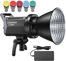 Godox正規代理店 Godox Litemons LA200Bi 230W スタジオLEDビデオライト 写真ライトランプ 2800K-6500K二色温度 11FX照明効果 CRI96 + TLCI97 + ボーエンズマウント APPリモートコントロ
