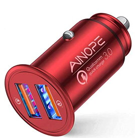 AINOPE シガーソケットusb, デュアルQC3.0ポート 36W/6A 超小型 すべての金属 高速車の充電器 車usb シガーソケット usb 急速充電 に iPhone 11 Pro Max/XR/X, iPad Air 2/Mini,
