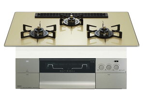 ガスコンロ ノーリツ製(NORITZ)N3S25PWASFSTEC PROGRE(プログレ)間口75cm ブラックホーローごとく シャンパンゴールド