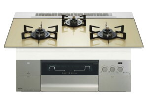 ガスコンロ ノーリツ製(NORITZ)N3S23PWASFSTEC PROGRE(プログレ)間口75cm ブラックホーローごとく シャンパンゴールド
