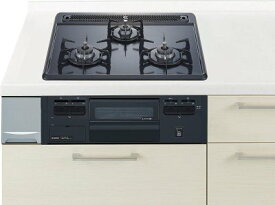 ガスコンロ ハーマン製（Panasonic）QSEG32T1V　3口コンロ　ホーロートップ　片面焼きグリル　幅60cm　ブラック　ラクシーナ