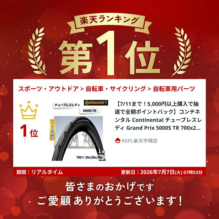 楽天市場】コンチネンタル Continental チューブレスレディ Grand Prix 