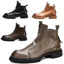 メンズ ブーツ ショートブーツ 本革 ミドル サイドジッパー 高級感 大人カジュアル ブラック ブラウン グレー 送料無料