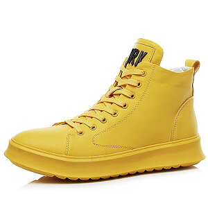 ハイカット メンズ スニーカー メンズ スポーティー メンズ カジュアル シークレット イエロー ホワイト ブラック ヒールアップ 6cm 身長UP