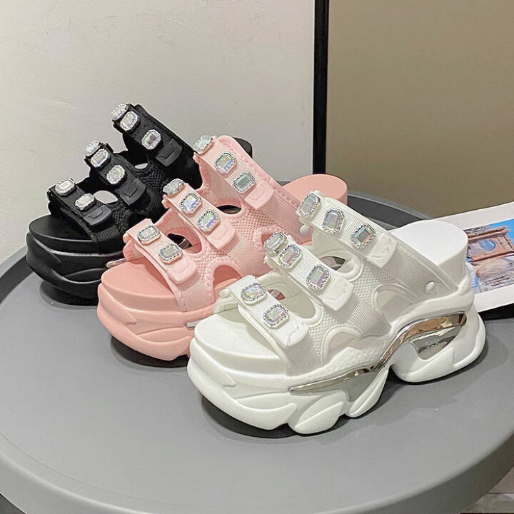 楽天市場】サンダル レディース スポーツサンダル 厚底 ビジュー  