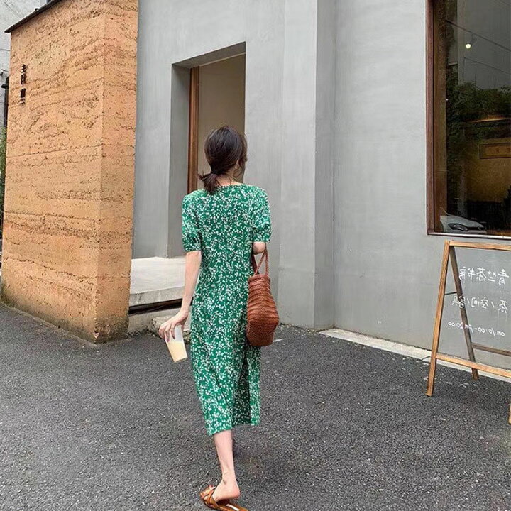 楽天市場 小花柄ワンピース グリーン ロングワンピース フラワー Kobe Garden
