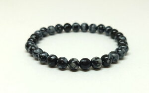 スノーフレークオブシディアン(黒曜石)6mmブレスレット 【12月 誕生石】【15cm 16.5cm 18cm】 オブシディアン 安心 潜在能力 数珠 天然石 パワーストーン レディース メンズ アクセサリー