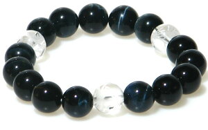 青龍水晶 & AAA ホークスアイ (ブルータイガーアイ) 10mm ブレスレット【15cm 16.5cm 18cm 20cm 22cm】4月 10月 誕生石】最強青龍 タイガーアイ クリスタル 天然石 数珠 アクセサリー ジュエリー パワ