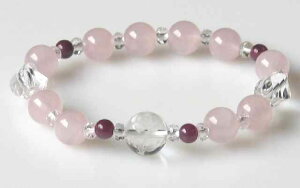 薔薇とローズクォーツとルビーの恋するブレスレット【4月 誕生石】【15cm 16.5cm 18cm】薔薇 愛情 恋愛 誇り ヒーリング 浄化 健康 リズム ギフト 数珠 念珠 天然石 パワーストーン レディース