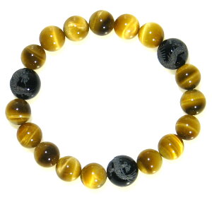 青龍 オニキス 12mm & ゴールデンタイガーアイ 出世 ブレスレット【15cm 16.5cm 18cm 20cm】【10月 誕生石】虎目 数珠 天然石 パワーストーン  最強青龍 強運 行動力 レディース メンズ ジュエ