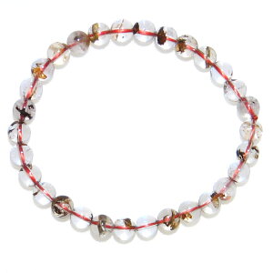 高級レッドガーデンクォーツ(レッドファントム)6mmブレスレット【15cm 16.5cm 18cm 20cm】人間力 豊かさ 幸運 浄化 健康 リズム ギフト 数珠 念珠 天然石 パワーストーン レディース メンズ ジュエ