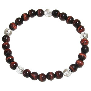 AA 可愛い レッドタイガーアイ&水晶 6mm ブレスレット【4月 10月 誕生石】【15cm 16.5cm 18cm 20cm】包容力 実行力 浄化 健康 リズム ギフト 数珠 念珠 天然石 パワーストーン レディース メンズ ジュ