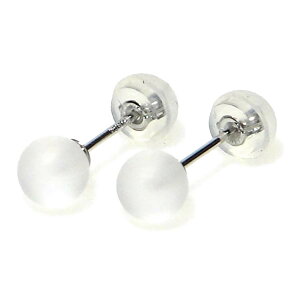 直径6mm フロストクォーツ (水晶) K10WG (ホワイトゴールド) ピアス【4月 誕生石】浄化 健康 リズム ギフト 天然石 パワーストーン レディース メンズ ジュエリー アクセサリー