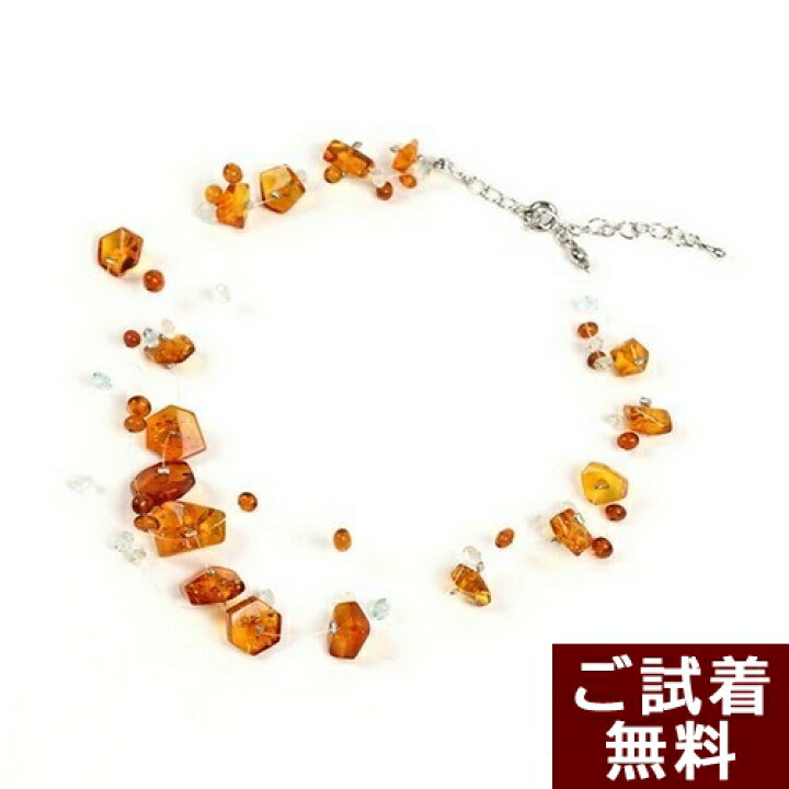 楽天市場】琥珀 ネックレス イエローアンバー ジルコン 三連 8角 35cm 