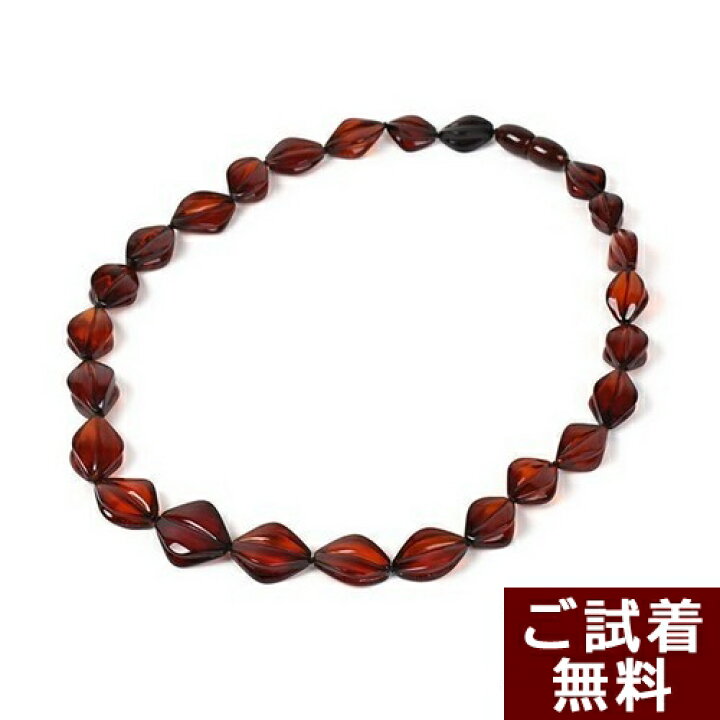 楽天市場】琥珀 ネックレス チェリーレッドアンバー 赤 菱形 48cm 