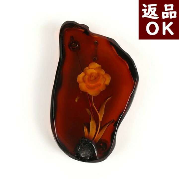 楽天市場】琥珀 ブローチ インタリオ チェリーレッドアンバー 赤 薔薇 