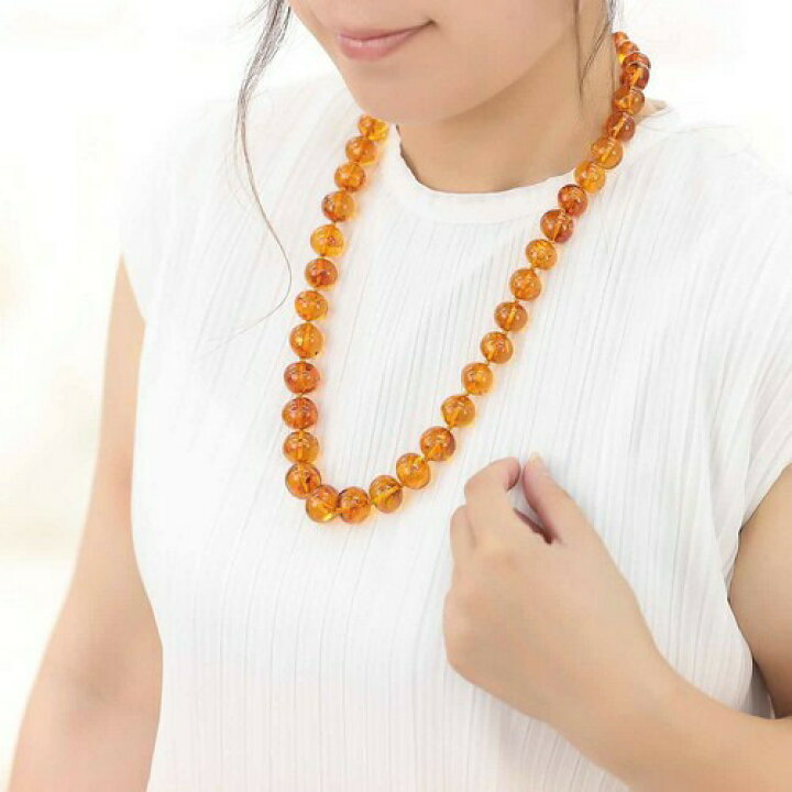 楽天市場】＼最大30％OFFクーポン／琥珀 ロングネックレス イエロー 