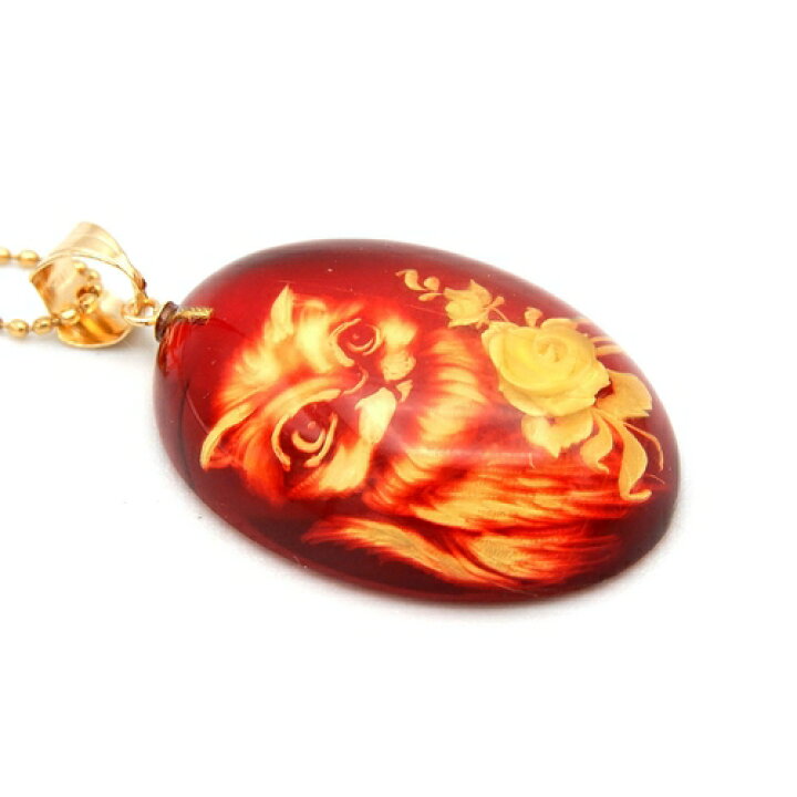楽天市場】＼最大30％OFFクーポン／猫 ペンダント 琥珀 ネックレス 