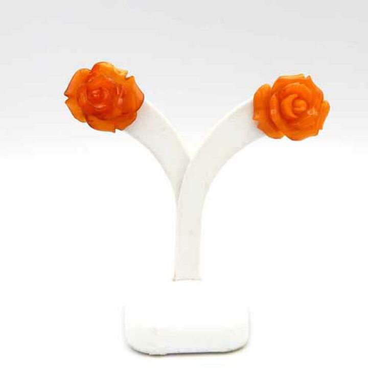 楽天市場】＼最大30％OFFクーポン／琥珀 イヤリング 琥珀 ピアス 薔薇 