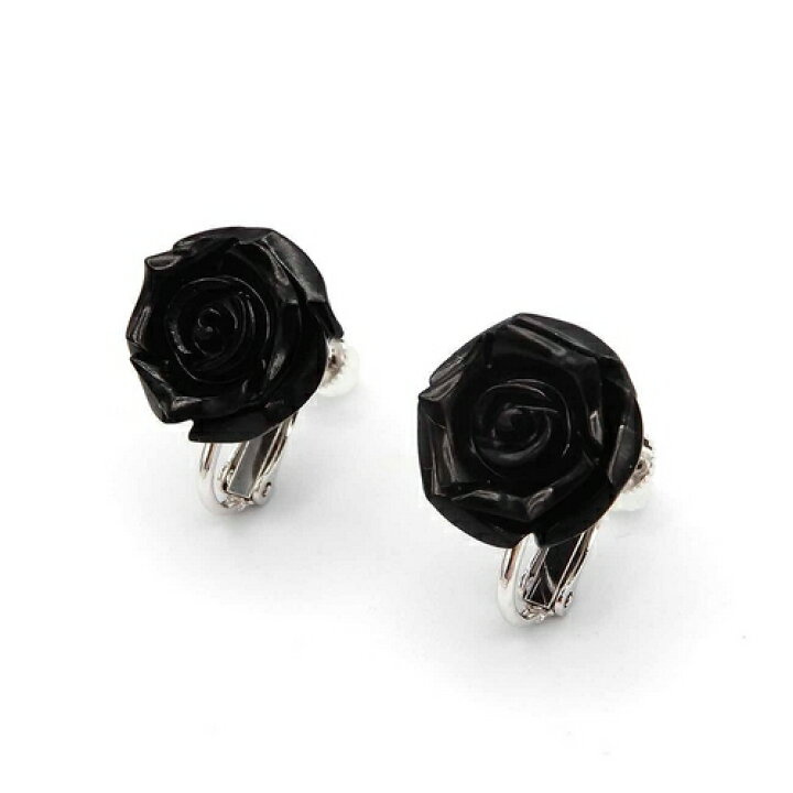 楽天市場】ジェット イヤリング ピアス 薔薇 バラ お花 フラワー 黒い  