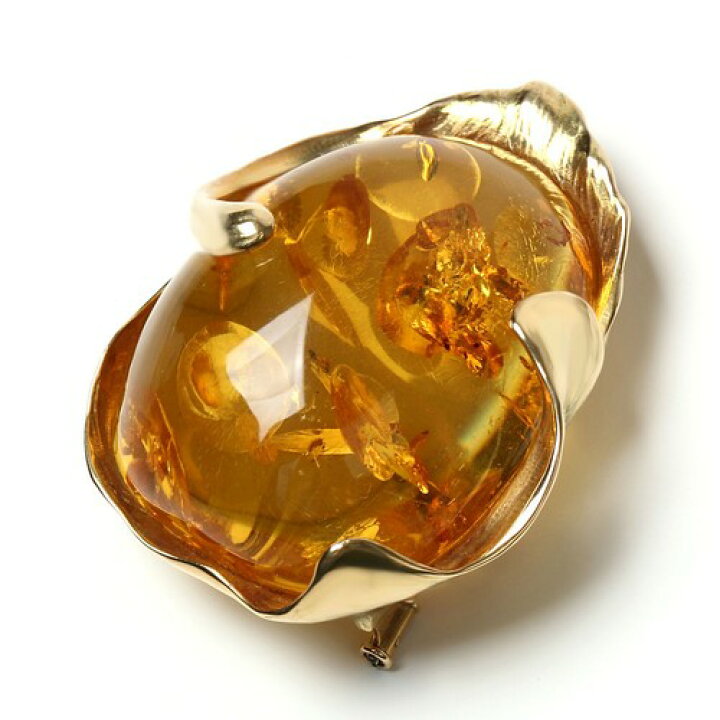 楽天市場】＼最大30％OFFクーポン／琥珀 ブローチ イエローアンバー 