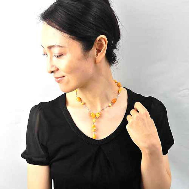 楽天市場】ロイヤルアンバー 琥珀 ネックレス シルバー Y字 40～44cm 