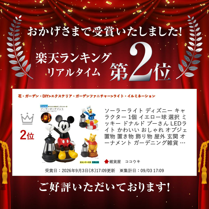 楽天市場】ソーラーライト ディズニー キャラクター 1個 イエロー球