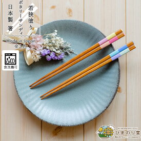 【＼10%OFF／さらに300円クーポンあり】箸 お箸 若狭塗 日本製 食洗機対応 滑り止め すべりにくい 22.5cm シンプル 単品 ブルー ピンク ポタリ?サンディ ひまわり堂 ネコポス