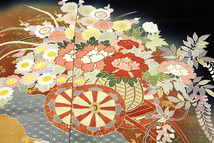 楽天市場】「京友禅作家 松井青々」作 金駒刺繍 花車模様 ボカシ  