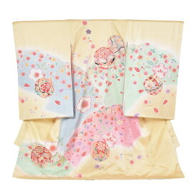 【レンタル】産着 女の子 レンタル 産着レンタル 女児 産着 お宮参り 送料無料 レンタル産着 フルセット 初着 お宮詣 赤ちゃん かわいい 0歳着物 黄色 初参り