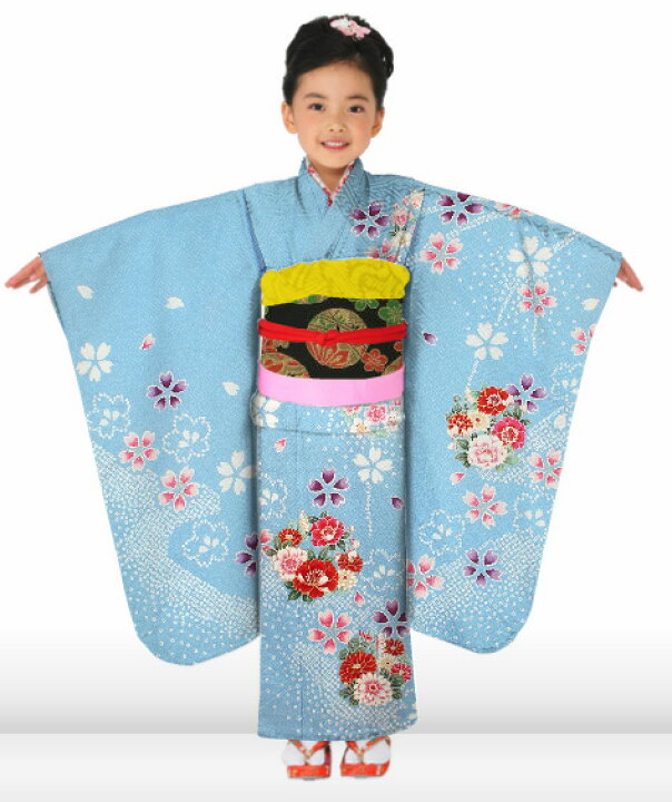 楽天市場 レンタル 七五三 着物 7歳 レンタル 女の子 着物 レンタル 七五三 着物 七歳 着物フルセット レンタル 四つ身 四ツ身 七五三 貸衣装 753 着物 七五三 着物 7歳 水色 子供 着物レンタル 結婚式 しちごさん 京都