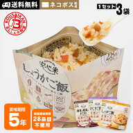 非常食 アルファ米 安心米 舞茸と根菜のおこわ ひじきご飯 しょうがご飯 100g 3袋セット 送料無料 ネコポ…